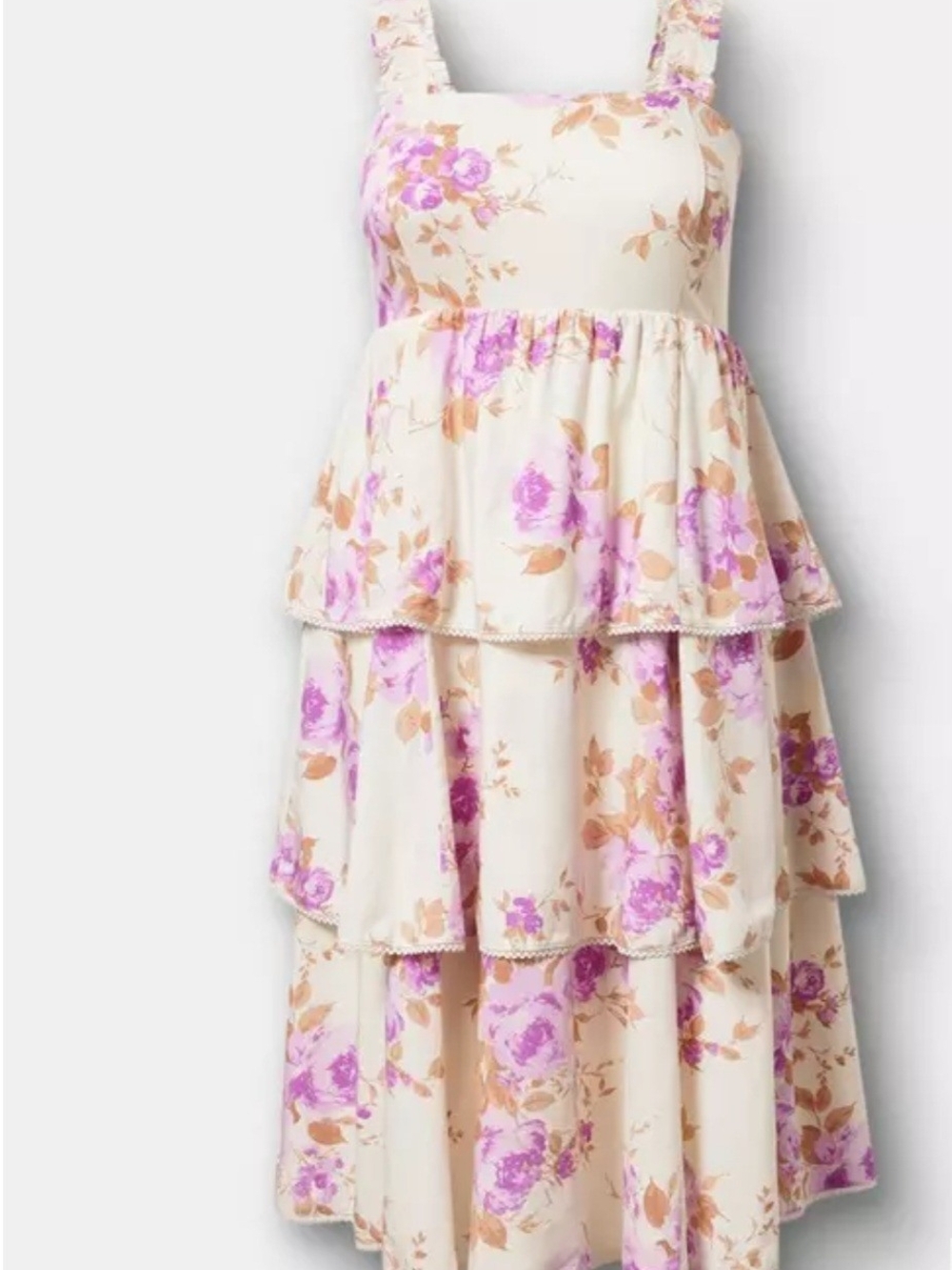 Torrid Floral Tiered Maxi Dress for Girls - Cream & Pink